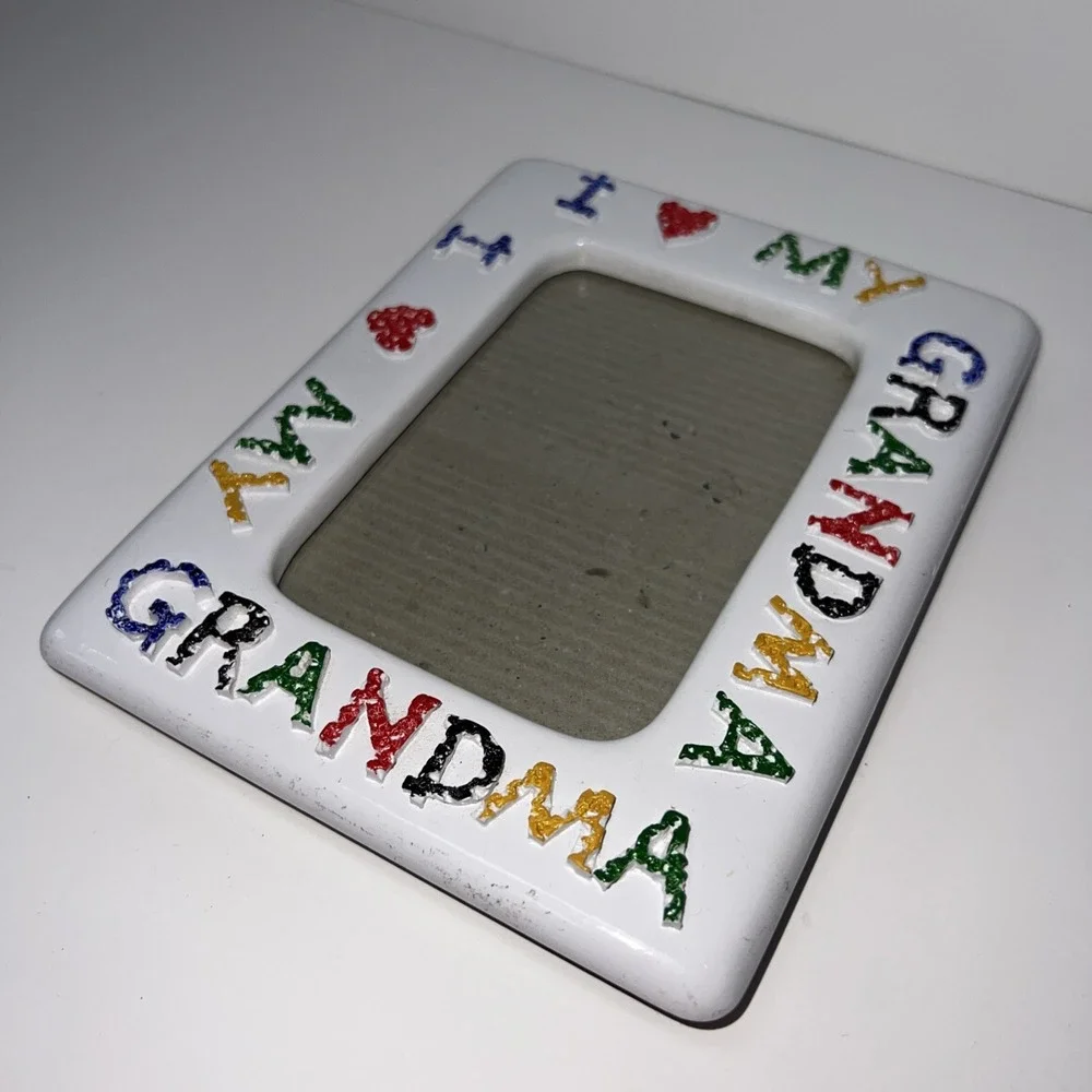 Vintage I Love My Grandma Ceramic Picture Frame Rainbow Mountain Inc 3x4